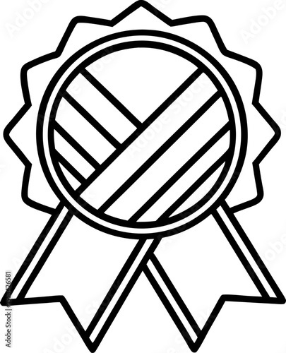 Monochrome Award Ribbon Icon Illustration Celebrating Achievements Recognition Success Quality Excellence with Intertwined Ribbons and Radial Starburst Symbolizing Victory