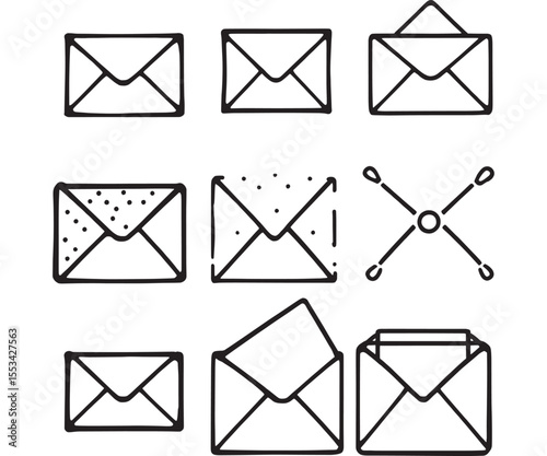 Simple line art envelopes vector design