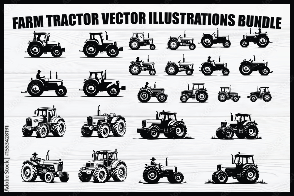 Naklejka premium Tractor silhouette bundle 