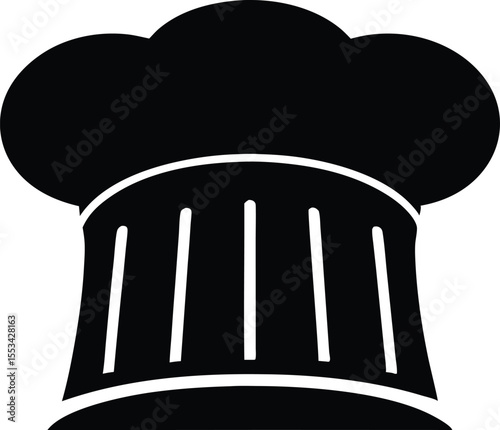 Black chef hat silhouette features vertical line details on transparent background enhances clarity