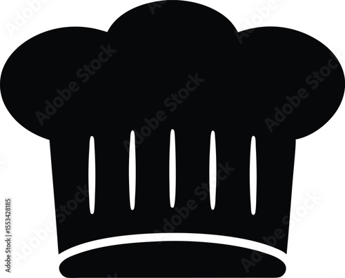 Black chef hat shows restaurant cooking icon with a transparent background is visible