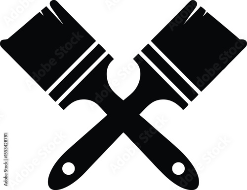 Crossed paintbrushes in black and white a simple and versatile design element for painting art construction or creative