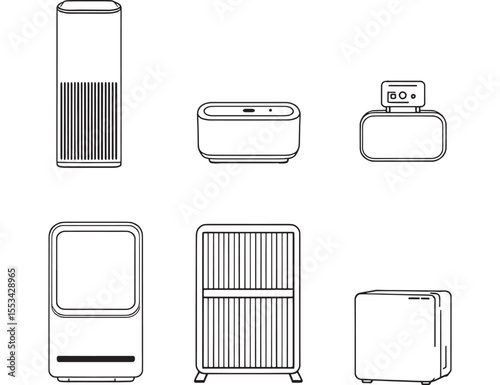 Simple line drawing of air purifier equipment