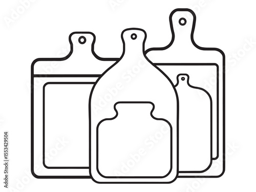 Simple minimalist cutting board line art vector