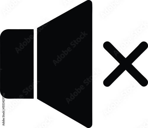 A speaker with an x mark clearly indicates the sound is muted for silence