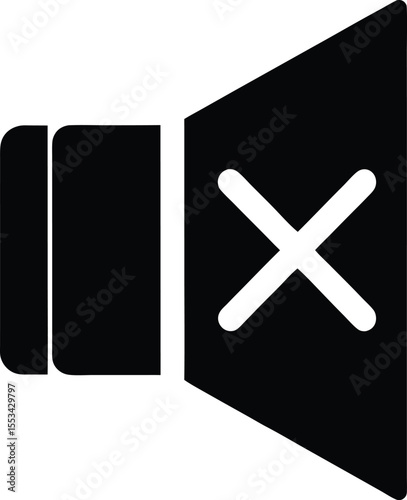 Black speaker icon shows mute status with an X on transparent background