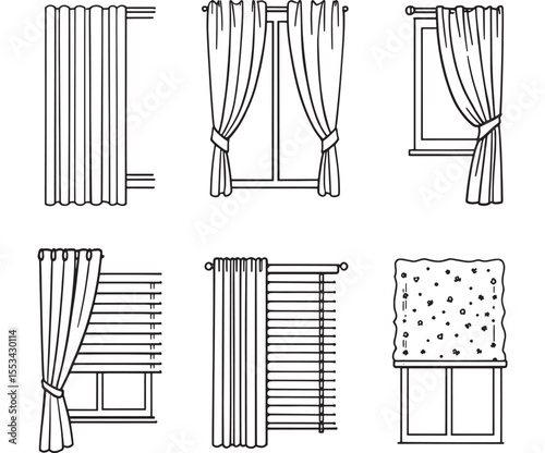 Simple Modern Curtains Minimalist Line Art
