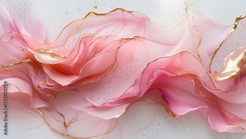 Flowing Pink Fabric with Gold Edges abstract