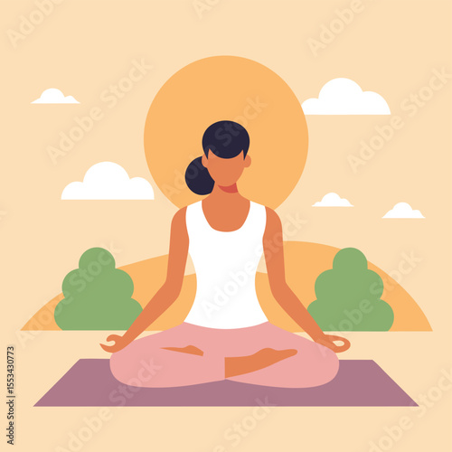 Serene Woman Meditating Outdoors Finding Inner Peace in Nature