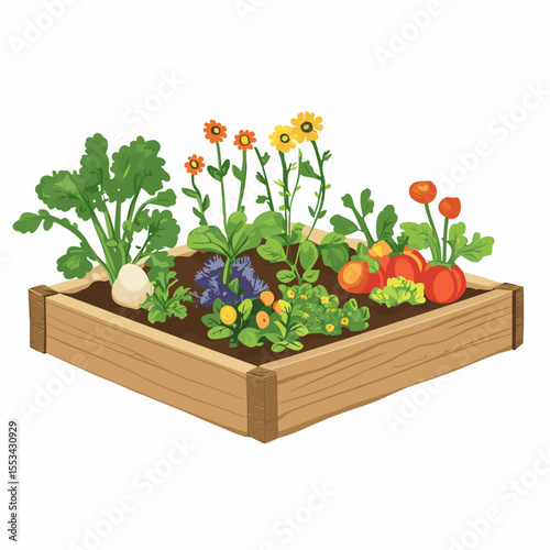vector drawing vegetables in the garden grow on a white background .Generative AI