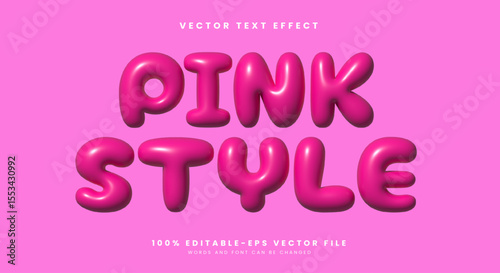 Pink Style inflated 3d editable text effect Template Suitable for Cute font