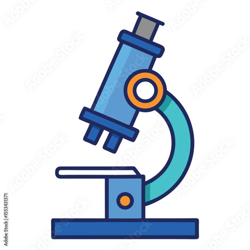 A Stylized Cartoon Illustration of a Classic Microscope