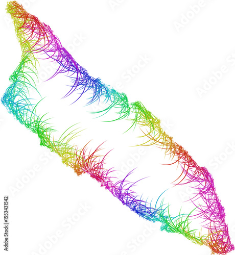 Rainbow sketch outline map of Aruba 