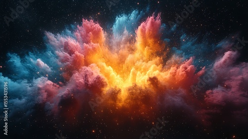 Vibrant Cosmic Nebula Celestial Explosion of Color Stars and Nebula Clouds