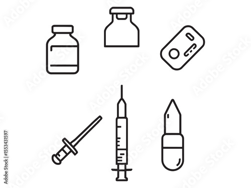 Simple Painkiller Medicine Outline Design