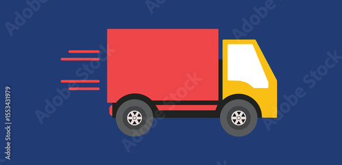 Cargo truck for delivery service. Freight auto transport, road vehicle delivering goods, shipment.