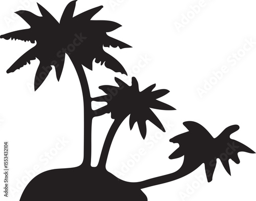 Tropical coconut palm tree illustration with vibrant green leaves and detailed trunk, perfect for beach, summer, island, and nature-themed graphic design and commercial use.