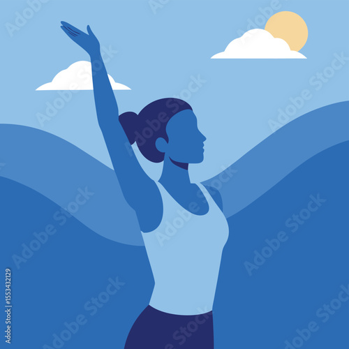 Woman Stretching Outdoors Athletic Fitness and Wellness