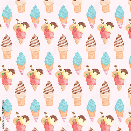 Ice cream Watercolor Pattern
