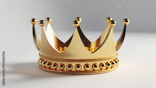 Golden Crown on White Surface with Spherical Ornaments