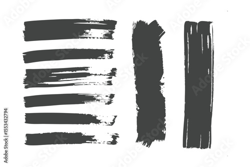 Abstract Brush Stroke Designs: A set of monochrome brush stroke designs with varying textures, perfect for adding artistic flair to any creative project.