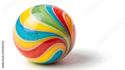 Colorful marble ball on white background PNG. AI GENERATED