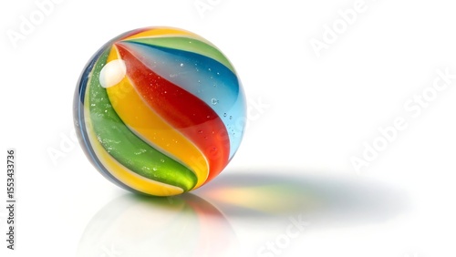 Colorful marble ball on white background PNG. AI GENERATED