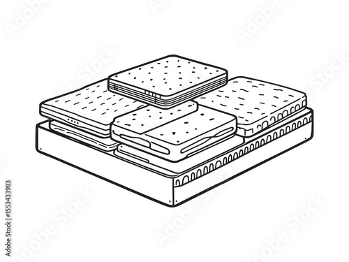 Sleep mattress linear vector illustration