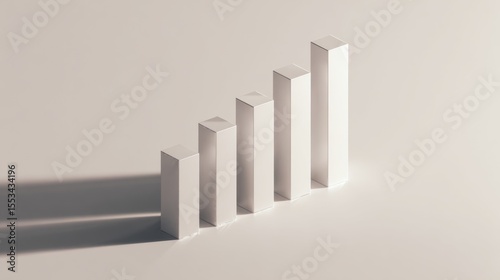 A clean and minimalist D bar chart with tall, evenly spaced bars, cast shadows on a subtle gradient background, emphasizing clarity and precision in financial data.