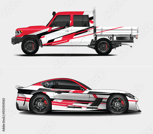 Custom Car Wraps Design for Pickup Truck and Sports Car