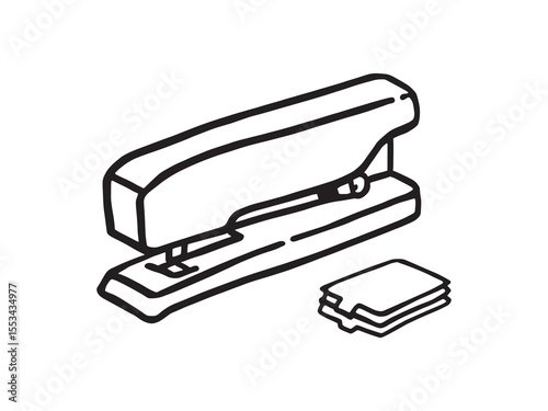 Stationery Stapler Line Art Vector