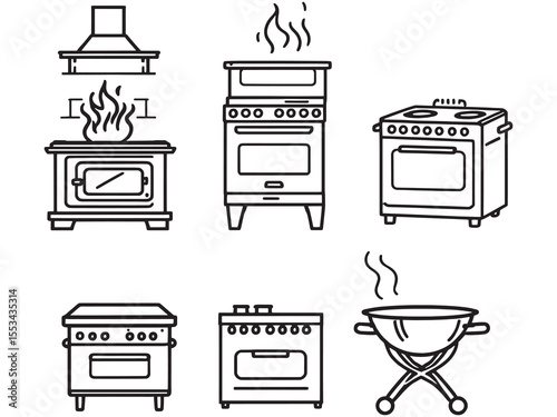 Stove Top Cooking Tool Line Art