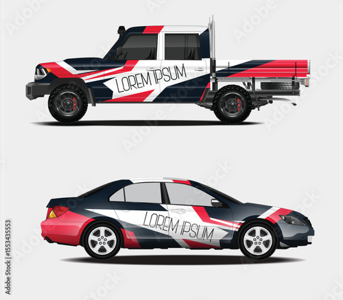 Vehicle Wrap Designs for Pickup Truck and Sedan