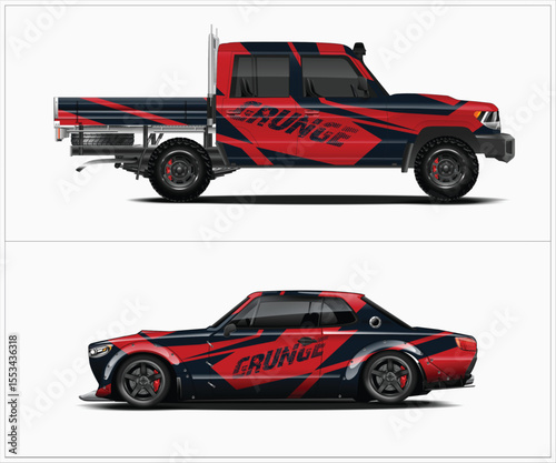 Grunge Car and Truck Wrap Designs Red black