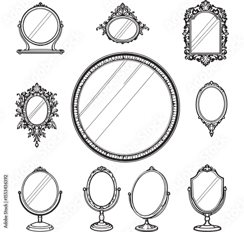 Stylish mirror contour line art graphic