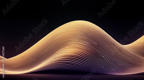 Golden Waves of Light: Abstract visualization of flowing golden waves of light, forming a mesmerizing artistic display, rendered against a dark backdrop, radiating energy and depth.