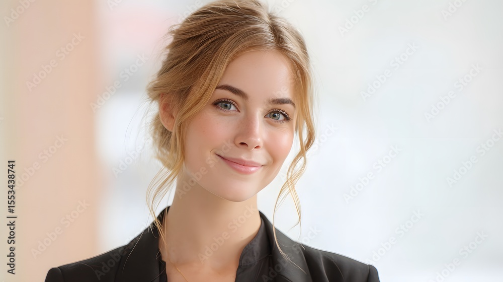 Naklejka premium Smiling Young Blonde Businesswoman in Suit Professional Studio Portrait