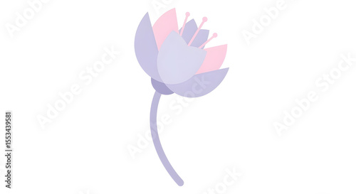 A stylized lavender and pink flower with a slender stem, elegantly depicted in a minimalist design.
