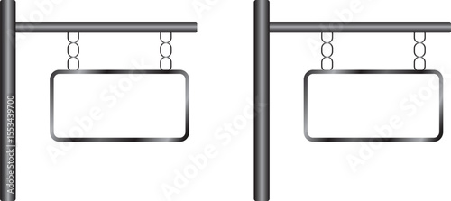 Pair of blank hanging metal signs