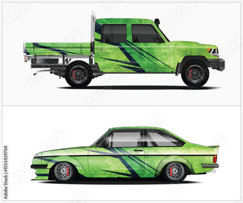 Custom Green Truck and Car Wrap Designs Digital