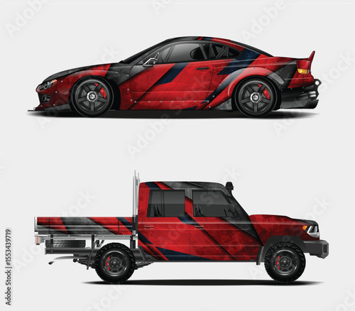 Red and Black Car and Truck Wrap Designs