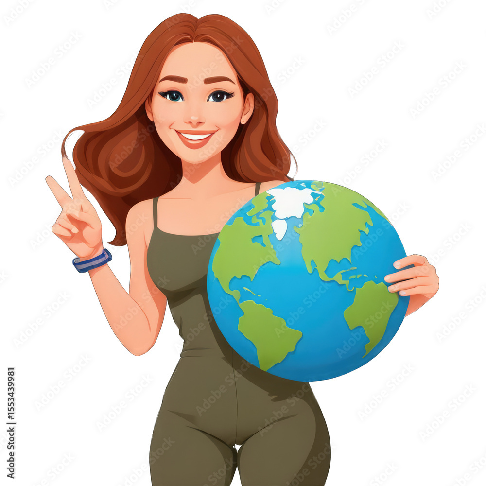 Woman with Globe and Peace Sign Woman with Globe and Peace Sign