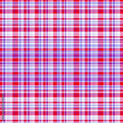 Red and Blue Plaid Fabric Pattern Seamless Repeat