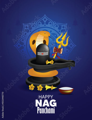 Nag Panchami festival of Hindus vector poster