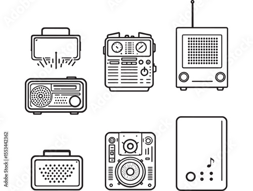 Wireless Bluetooth speaker icon vector outline style drawing