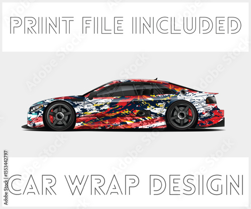 Colorful Car Wrap Design with Print File Included