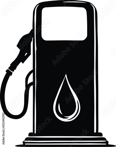  Gas Pump with Fuel Drop Silhouette Vector: Essential for Fuel, Energy & Automotive Industry Designs