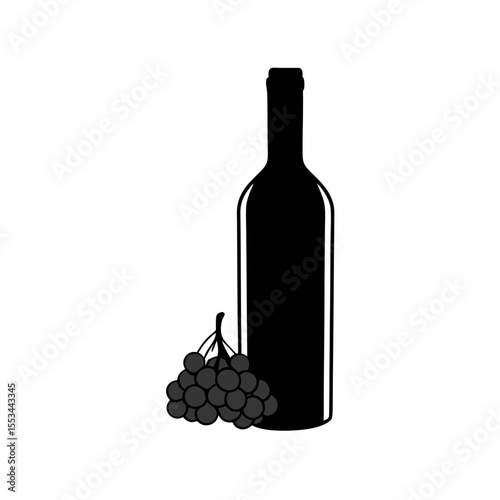 wine bottle and grapes