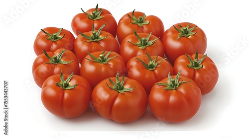 Overhead shot showing loosely scattered red tomatoes artistically positioned to mimic Spainâ€™s geographical shape on a plain background