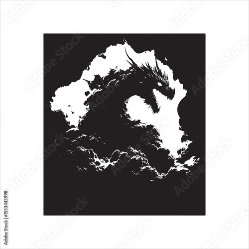 FIRE COULD ART DESIGN BLACK AND WHITE